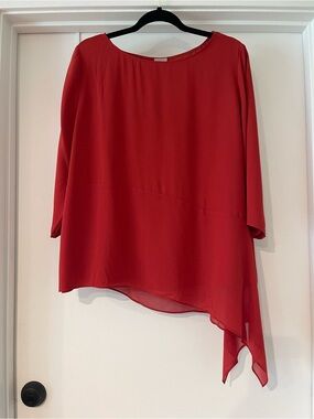 Chico's Burnt Orange Asymmetric Lightweight Chiffon Blouse Top 3P (US 16P) XL
